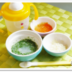 離乳食28日目ほうれん草粥大根乗っけ