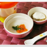 離乳食43日2回目にんじんとほうれん草のお粥