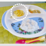 離乳食65日1回目かぼちゃとさつまいもの和え物