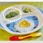 離乳食66日1回目ほうれん草とささみの出し汁煮