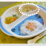 離乳食67日1回目さつまいもとバナナの和え物