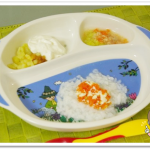 離乳食70日2回目にんじんと豆腐のお粥