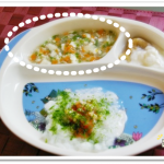 離乳食71日1回目にんじん・かぶ・豆腐のくず煮