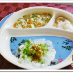 離乳食71日1回目トマトとささみの青のり粥