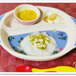 離乳食72日2回目春キャベツと豆腐のお粥