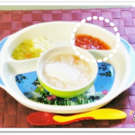 離乳食74日1回目いちごのとろとろ