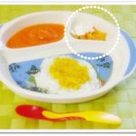 離乳食92日1回目みかんとカッテージチーズあえ
