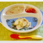離乳食98日1回目野菜スープパン粥