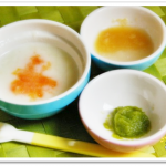 離乳食29日目さつまいもミルク粥にんじん乗せ