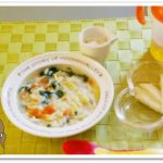 離乳食115日1回目ホワイトソースのスープパスタ