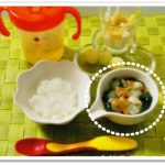 離乳食117日3回目豆腐の鶏団子入り野菜あんかけ