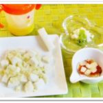 離乳食129日1回目さつまいもミルクパン粥