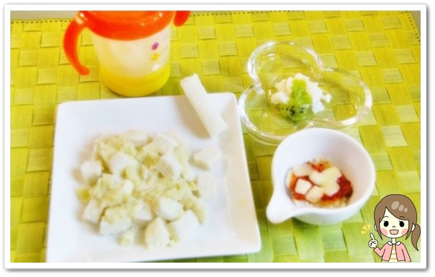 離乳食129日1回目さつまいもミルクパン粥