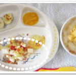 離乳食134日2回目豆腐・トマト・さつまいものの和え物