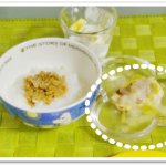 離乳食134日3回目つくねバーグ野菜ソースがけ