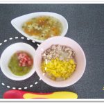 離乳食135日3回目白菜といちご