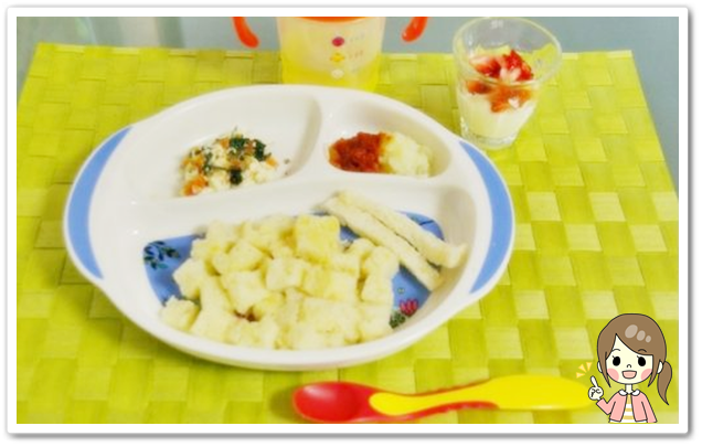 離乳食140日1回目コーンパン粥