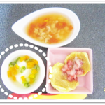 離乳食153日2回目豆腐・にんじん・きゅうりのあんかけ
