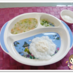 離乳食75日1回目ひらめのこんぶだし汁粥
