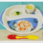 離乳食77日2回目にんじんとひらめのお粥