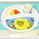 離乳食80日2回目かぼちゃ粥ブロッコリー乗っけ