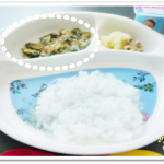 離乳食154日2回目ほうれん草ともやしのお好み焼き